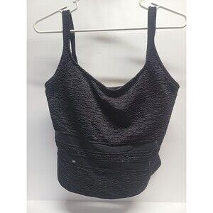 Mainstream Womens Bathing Suit 16 Black Tank‎ Top Solid Nylon Spandex